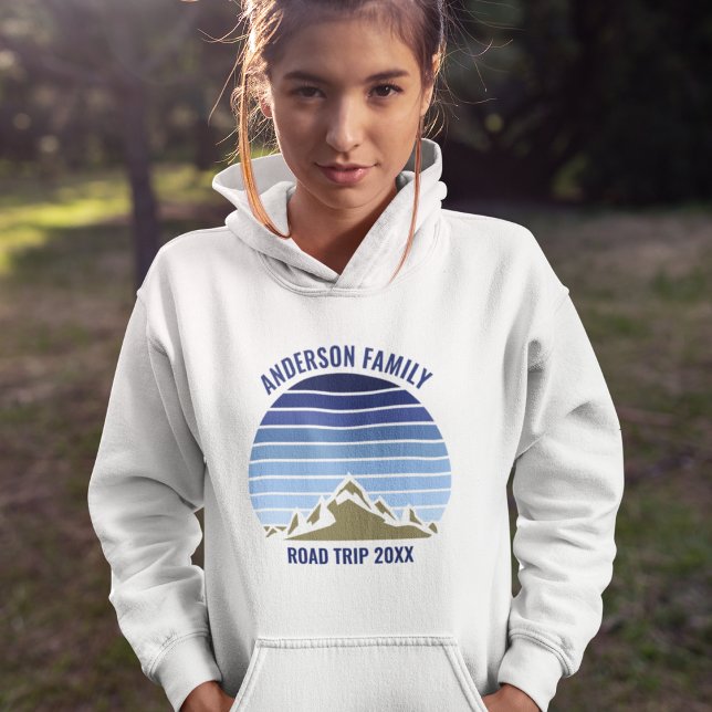 Blue Sunset Mountain Anpassningsbar Family Reunion Hoodie (Skapare uppladdad)