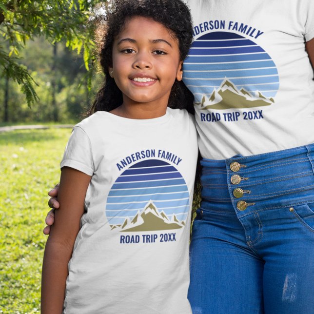 Blue Sunset Mountain Anpassningsbar Family Reunion T Shirt (Skapare uppladdad)