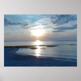 Blue Sunset över en Cape Cod Beach Poster