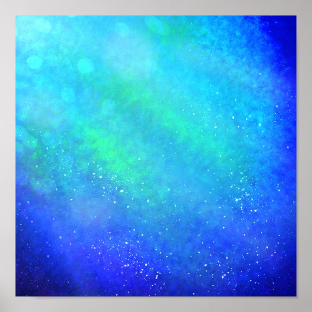 Blue Supernova - Vibrant Digital Art-utskrift Poster (Framsidan)