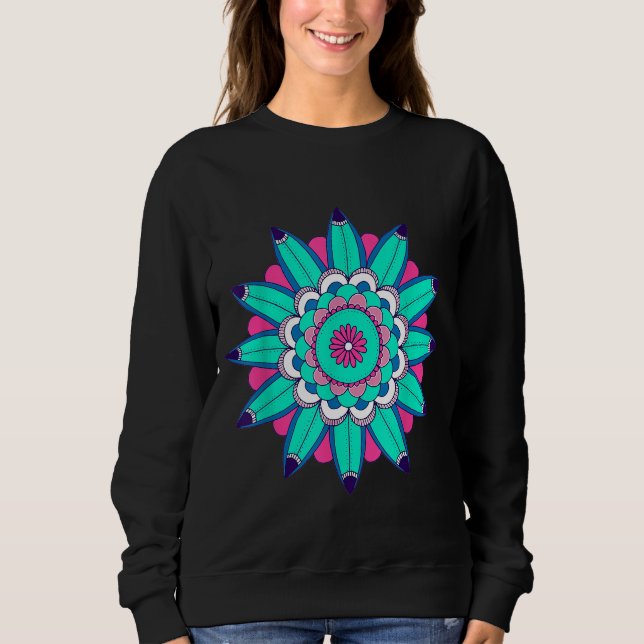 Blue Surfa Mandala Circle Andlig Yoga T Shirt (Framsida)