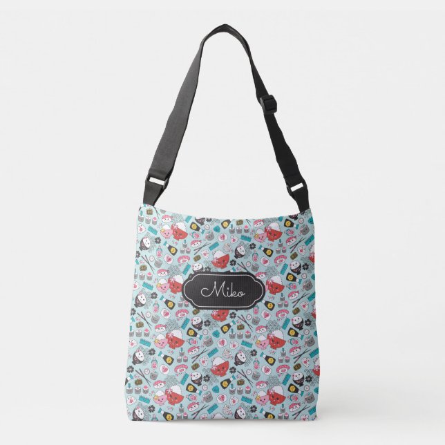Blue Sushi Kawaii Crossbody Bag Axelväska (Framsida)
