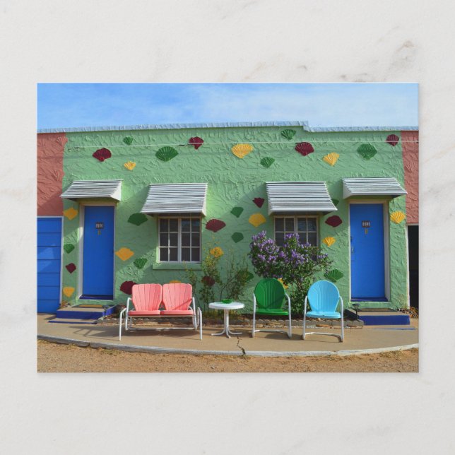 Blue Svälj Motel, Rooms 10 & 11, Tucumcari, N.M. Vykort (Framsida)