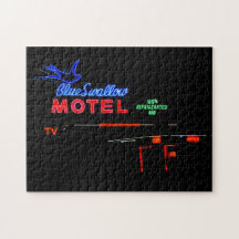 Blue Svälj Motel Sign, Route 66, Tucumcari, N.M.