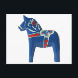 Blue Swedish Dala Horse Vykort<br><div class="desc">Blue Swedish Dala Horse</div>