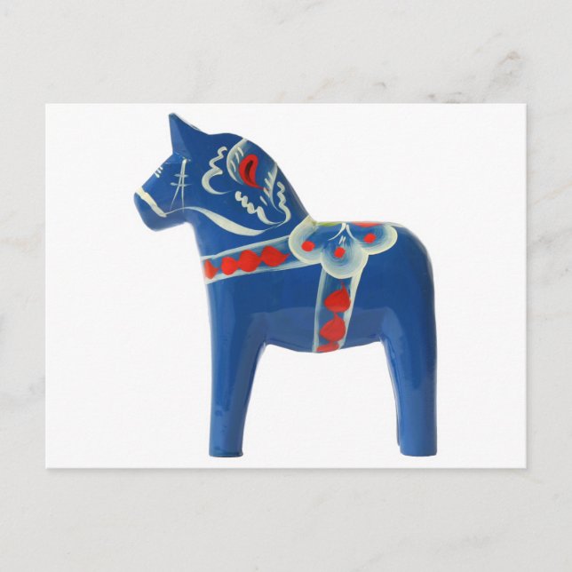 Blue Swedish Dala Horse Vykort (Framsida)