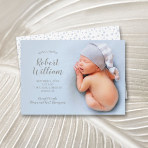 Blue Sweet Baby Photo Tillkännagivande för födelse