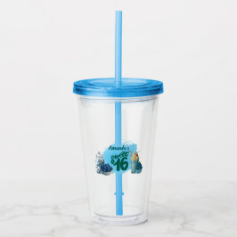 Blue Sweet Sixteen Drinking Glass Take Away Mugg