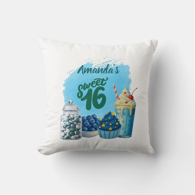 Blue Sweet Sixteen Pillow Kudde (Framsida)