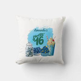 Blue Sweet Sixteen Pillow Kudde