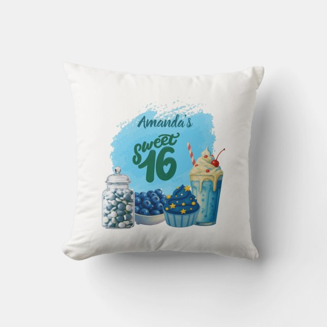 Blue Sweet Sixteen Pillow Kudde (Framsida)
