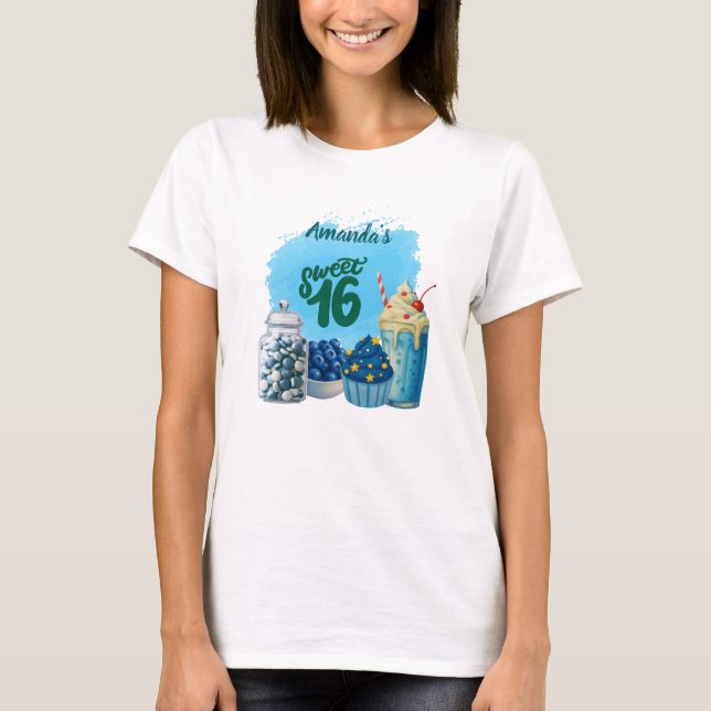 Blue Sweet Sixteen Tshirt T Shirt (Framsida)