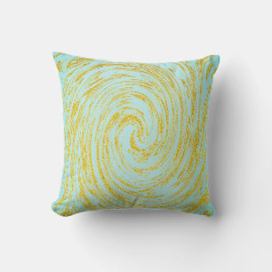 Blue Swirl Abstrakt Guld Golden Glitter Gift Favor Kudde