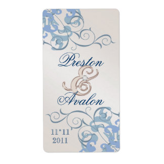 Blue Swirl Champagne Jeweled Blue Vin etikett Fraktsedel