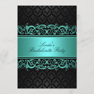 Blue Swirl Damask   Inbjudan till Bachelorette-par