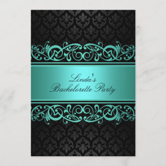 Blue Swirl Damask | Inbjudan till Bachelorette-par