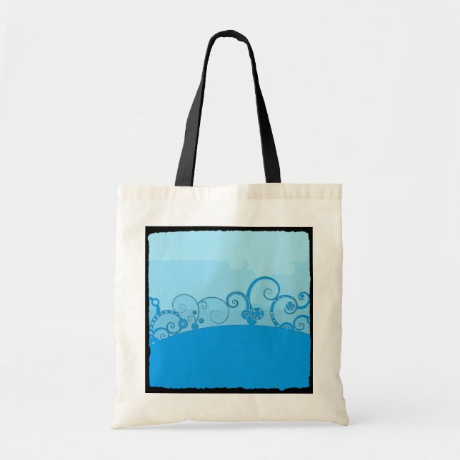 Blue Swirl Fantasy Tote Bag Tygkasse (Framsidan)