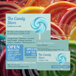 Blue Swirl Lollipop, Konfektyrvaror Visitkort