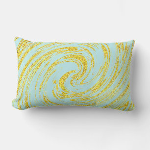Blue Swirls Abstrakt Guld Golden Glitter Nautical  Lumbarkudde