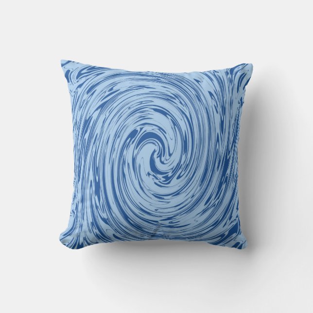 Blue Swirls Abstrakt Mönster Snyggt Nautical Gift Kudde (Framsida)