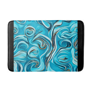 Blue Swirls Digital Abstrakt Art Badrumsmatta