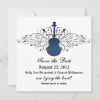 Blue Swirls Guitar Spara datumet Inbjudan