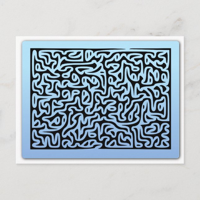 Blue Swirls Maze Vykort (Framsida)