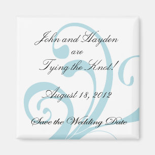 Blue Swirly Spara Bröllop Date Magnet
