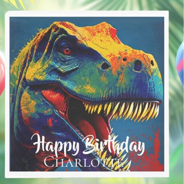 Blue T- Rex Birthday Pappersservett (Celebrate with style using our Blue T-Rex Birthday Napkins!)