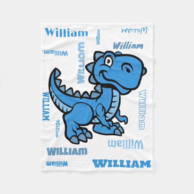 Blue T Rex Dinosaur Fleece Blanket (Framsidan)