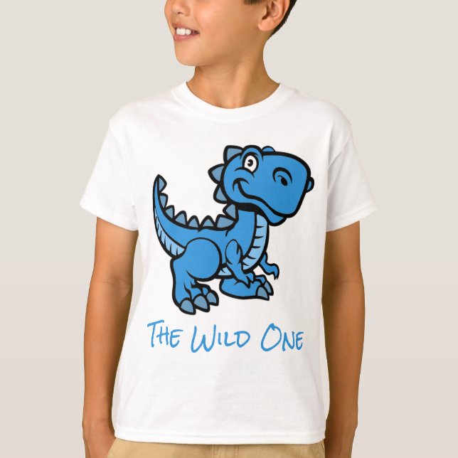 Blue T Rex Dinosaur Personlig Namn T Shirt (Framsida)