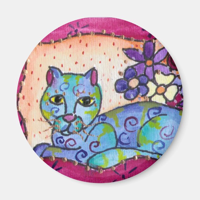 Blue Tabby katt Magnet (Framsidan)