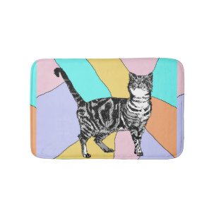 Blue Tabby katt Pastel Girls Cats Husdjur Bath Mat Badrumsmatta