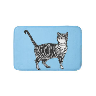 Blue Tabby katt Pastel Girls Cats Husdjur Bath Mat Badrumsmatta