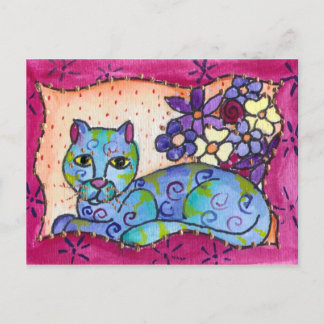 Blue Tabby katt Vykort