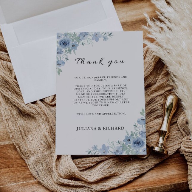 Blue Tack Brev, Napkin Note Menu Meny (Blue Thank You Letter, Napkin Note Menu)