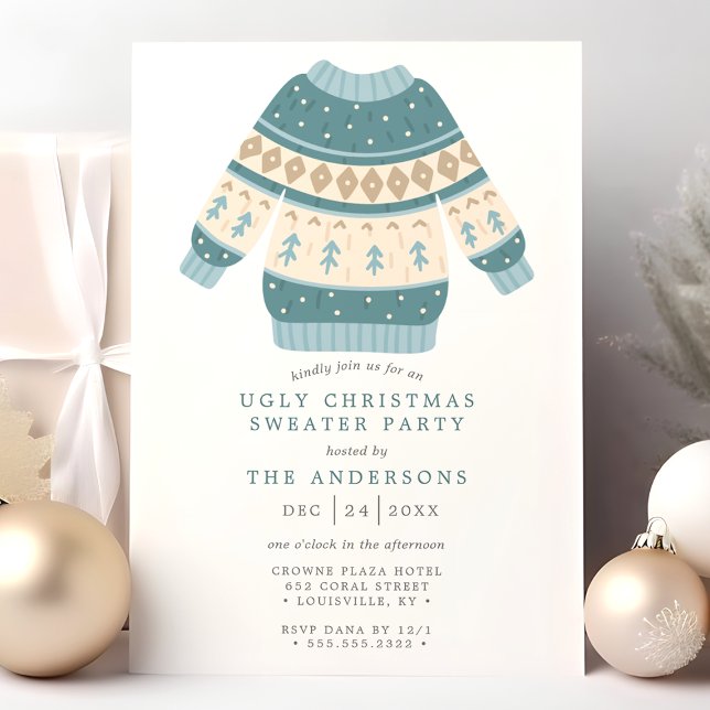 Blue Tacky Ugly jul Sweater Party Inbjudningar (Skapare uppladdad)