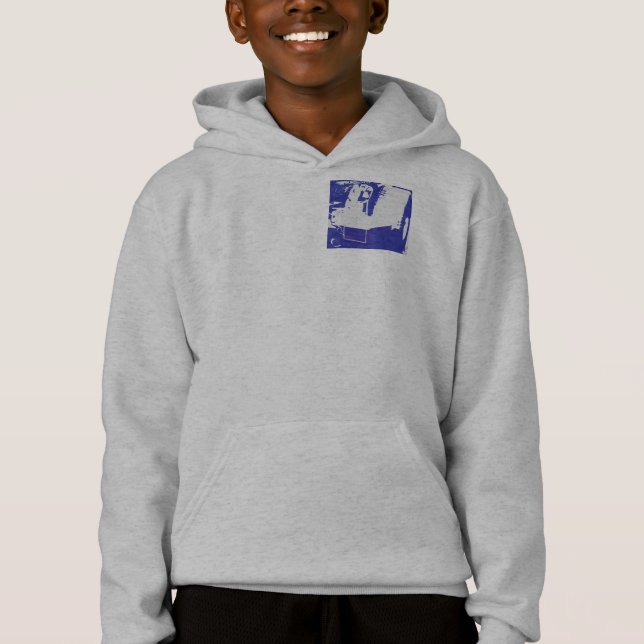 Blue "Take to Road" Graphic Hoodie T Shirt (Framsida)