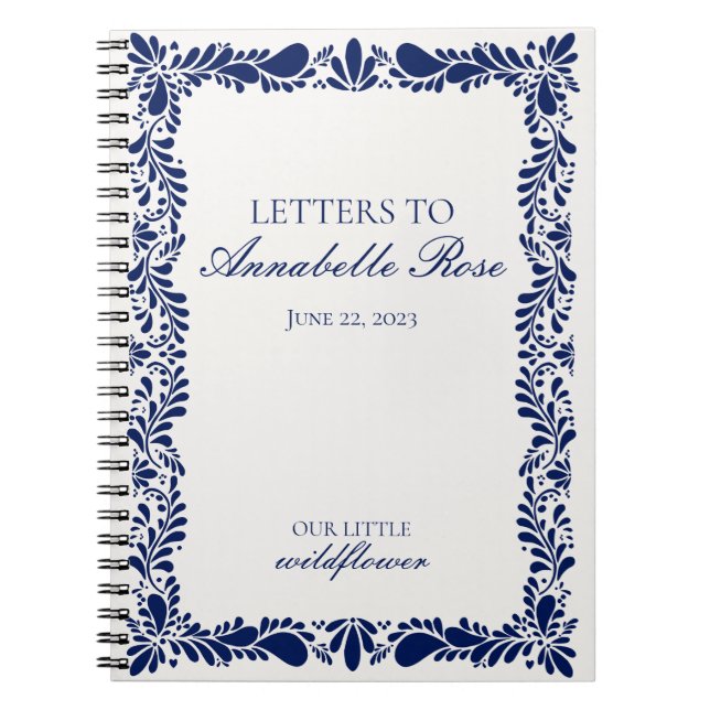 Blue Talaver Tile Fiesta Brev till Birthday Girl Anteckningsbok (Framsidan)