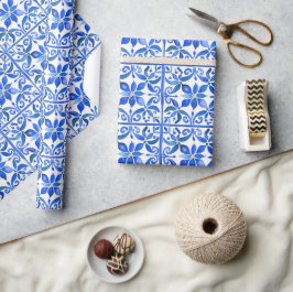 Blue Talavera Azul vintage Mexikanska plattor Presentpapper