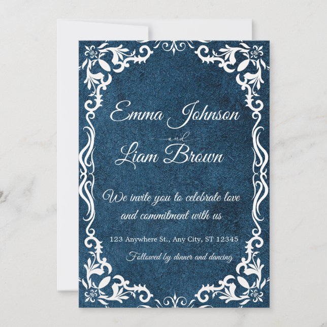 Blue Talavera Mexican Spanish Wedding Invitation Inbjudningar (Framsida)