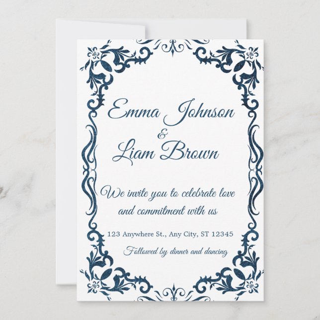Blue Talavera Mexican Spanish Wedding Invitation Inbjudningar (Framsida)