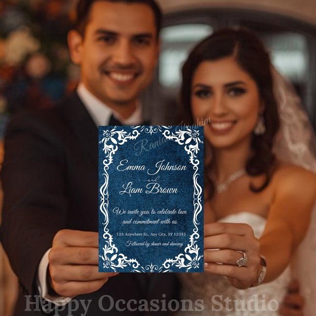 Blue Talavera Mexican Spanish Wedding Invitation Inbjudningar (Skapare uppladdad)