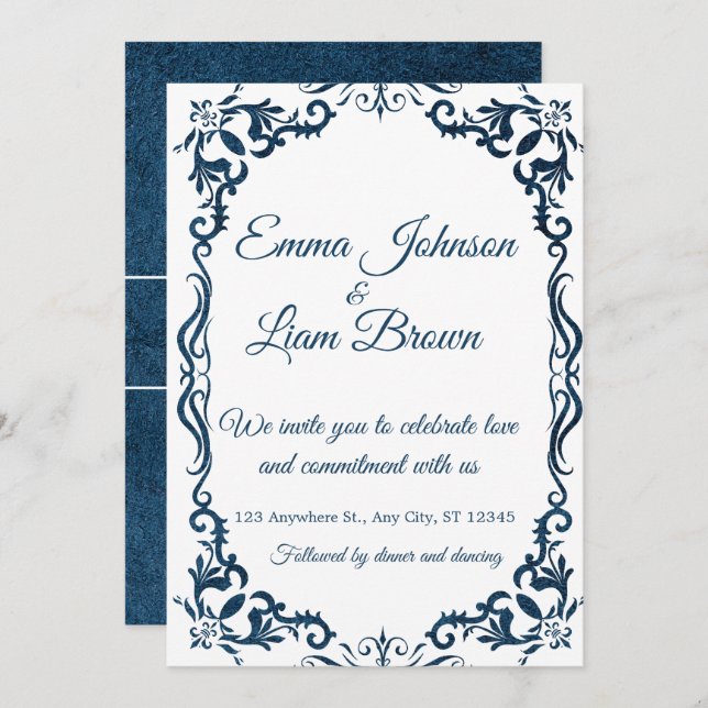 Blue Talavera Mexican Spanish Wedding Invitation Inbjudningar (Fram/baksida)