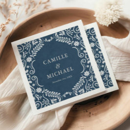 Blue Talavera Mexikanska Bröllop Papper Pappersservett