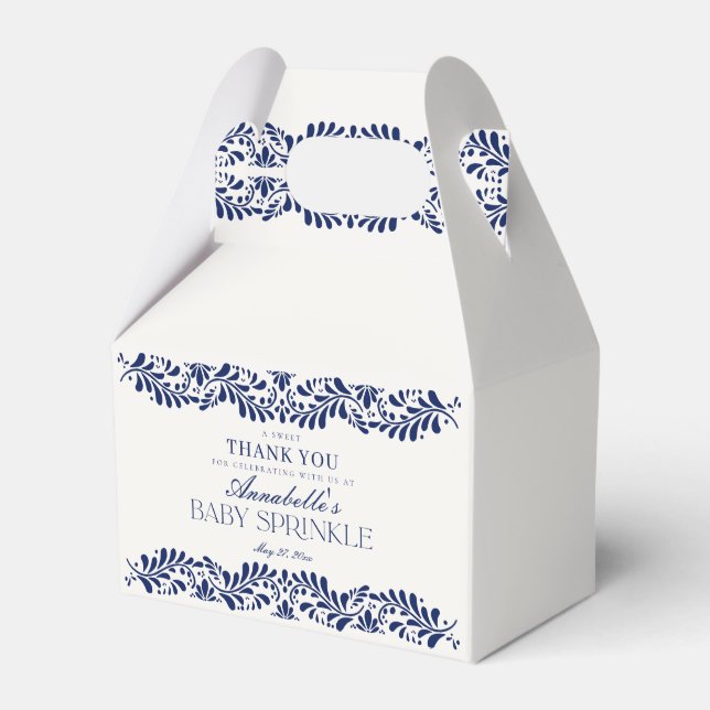 Blue Talavera Tile Fiesta Baby Sprinkle Dessert Presentaskar (Framsidan Sidan)