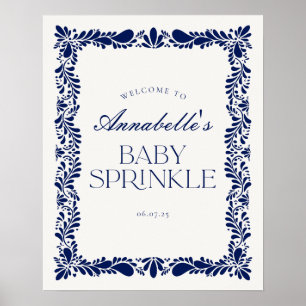 Blue Talavera Tile Fiesta Baby Sprinkle Välkommen Poster