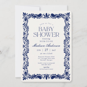 Blue Talavera Tile Spain Fiesta Baby Shower Inbjudningar