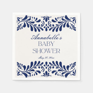 Blue Talavera Tile Spain Fiesta Baby Shower Pappersservett