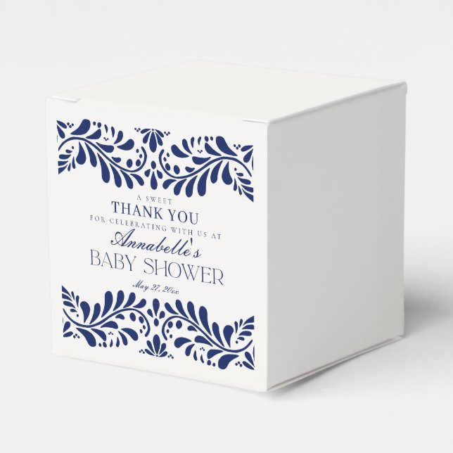 Blue Talavera Tile Spain Fiesta Baby Shower Presentaskar (Framsidan Sidan)